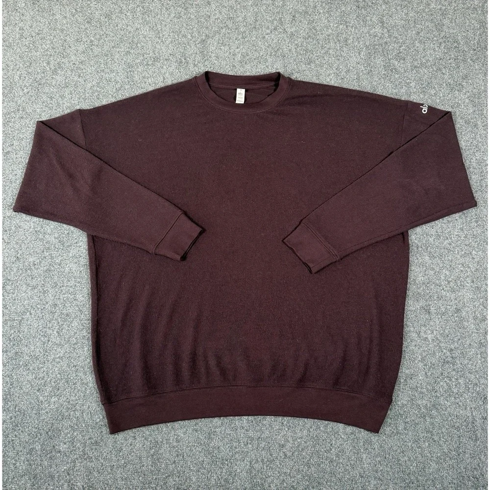 Alo Yoga Crew Neck Sweatshirt Mens Medium Plum Purple Boxy Oversized